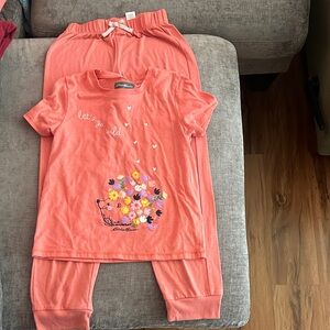 Eddie Bauer Coral Kids Pajama Set with Floral Design